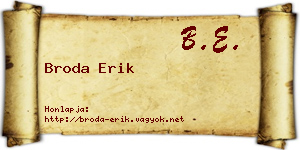 Broda Erik névjegykártya